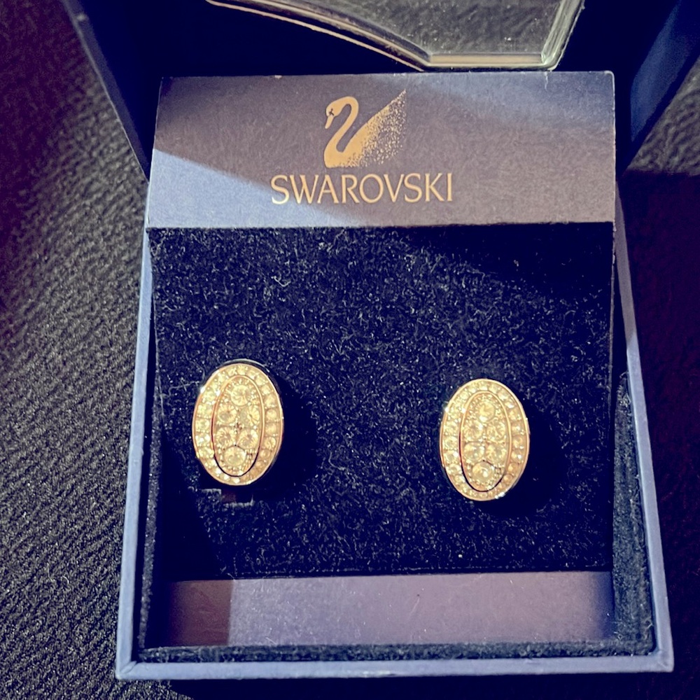 New Swarovski Silver Tone Clip Earrings
